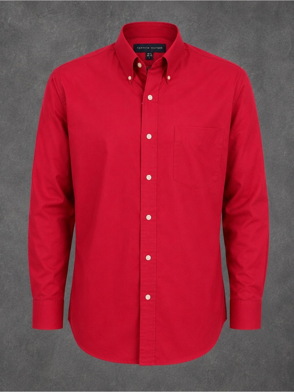 Tommy Hilfiger Red Button Down Shirt Men’s 16.5 34/35 Large Classic Fit